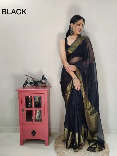 1 Min  Chiffon Stitched Readymade Saree