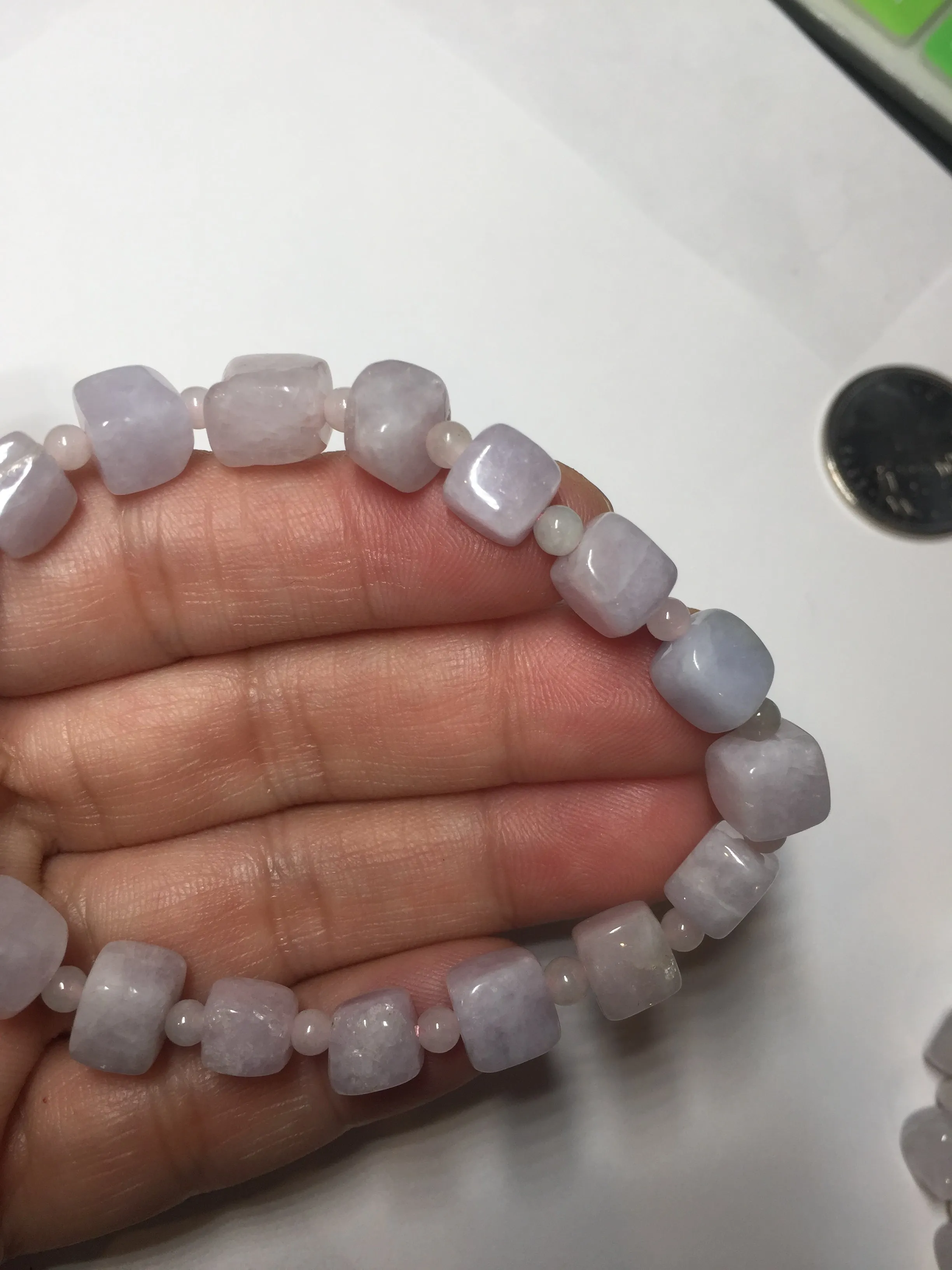 100% natural type A icy white/purple jadeite jade beads bracelet BK57