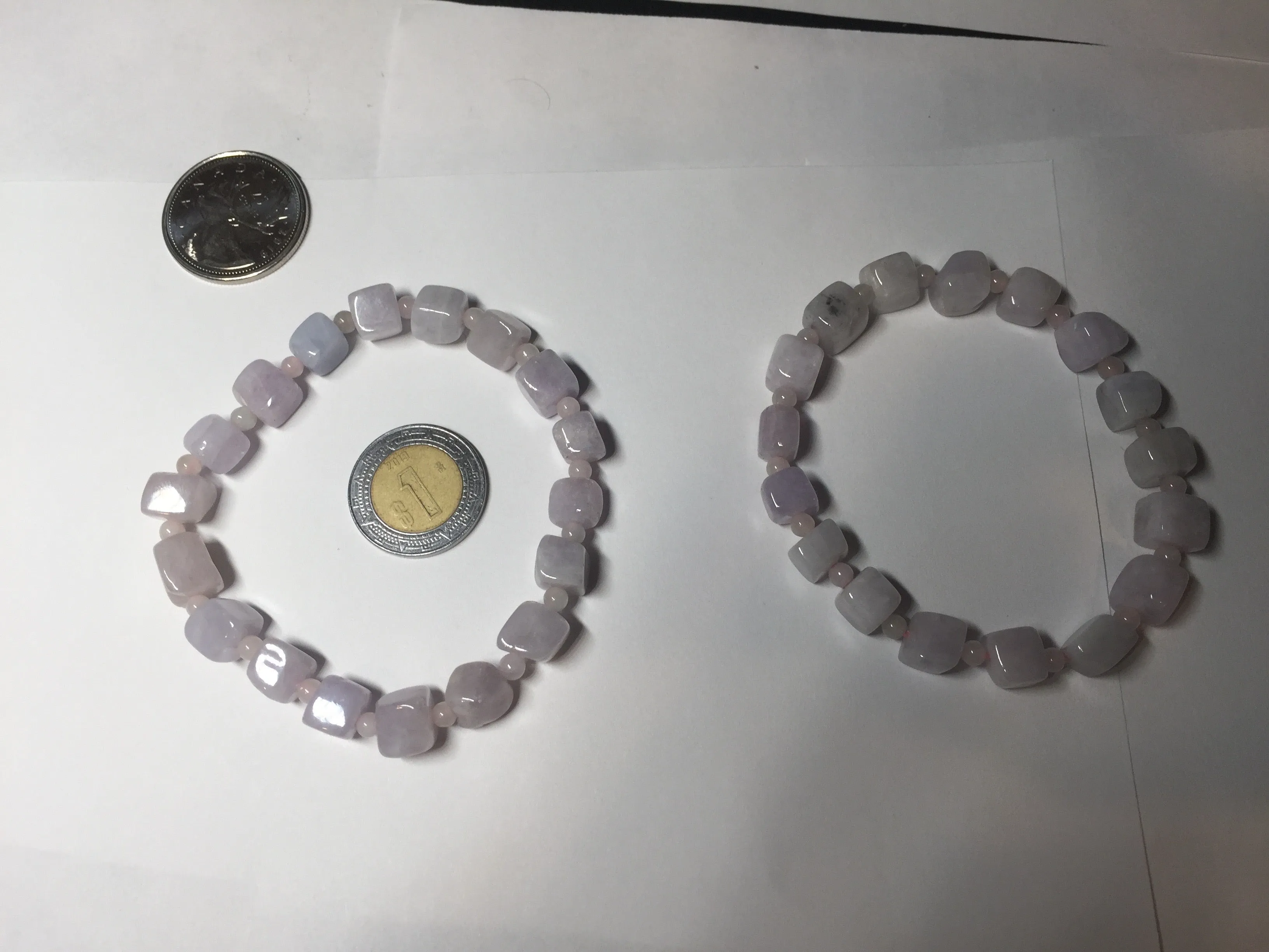 100% natural type A icy white/purple jadeite jade beads bracelet BK57