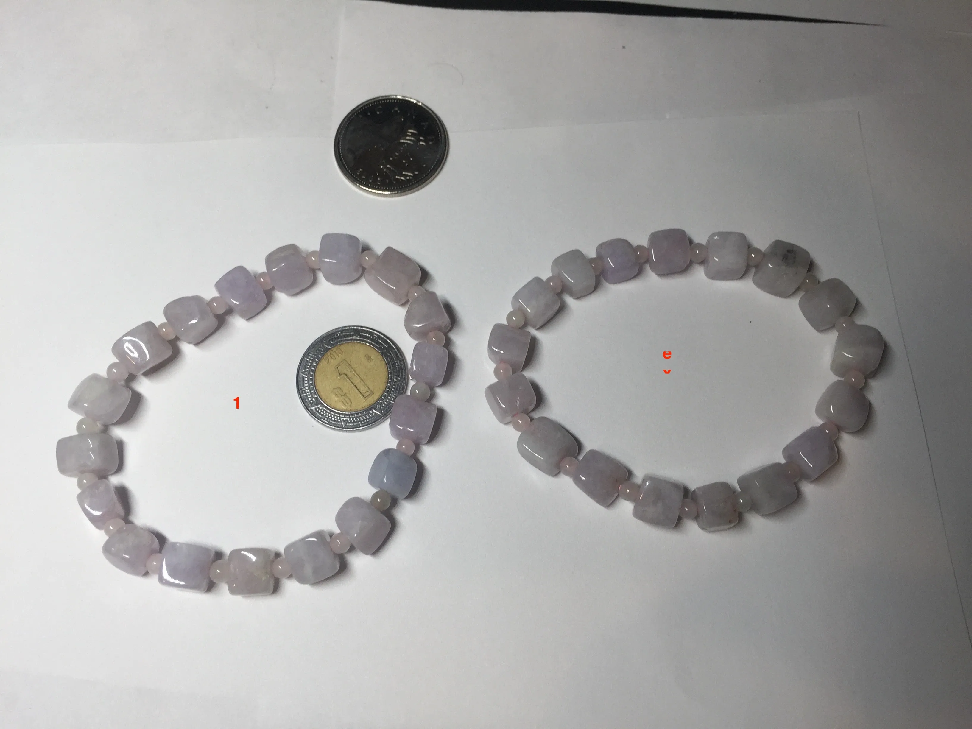 100% natural type A icy white/purple jadeite jade beads bracelet BK57