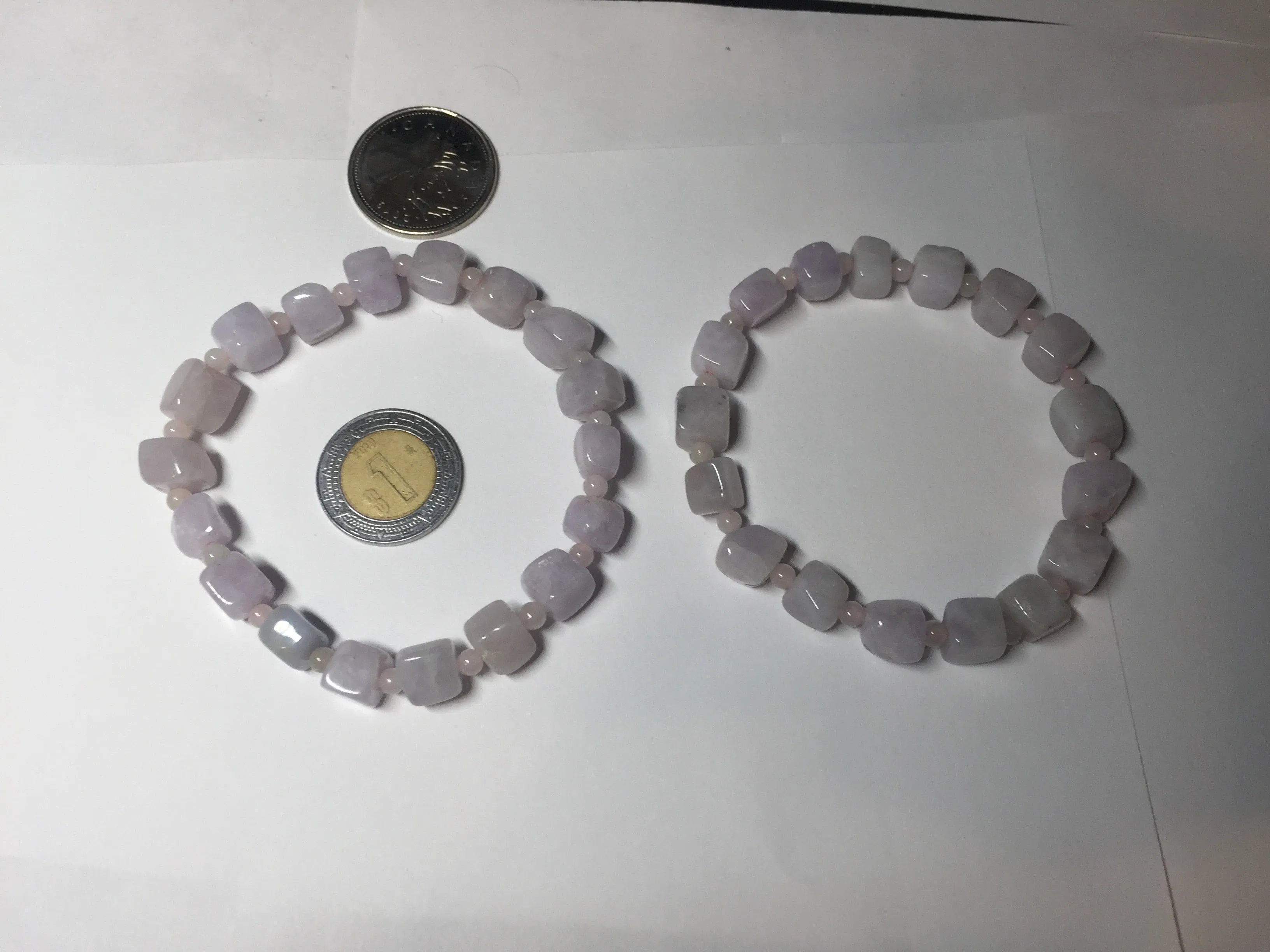 100% natural type A icy white/purple jadeite jade beads bracelet BK57