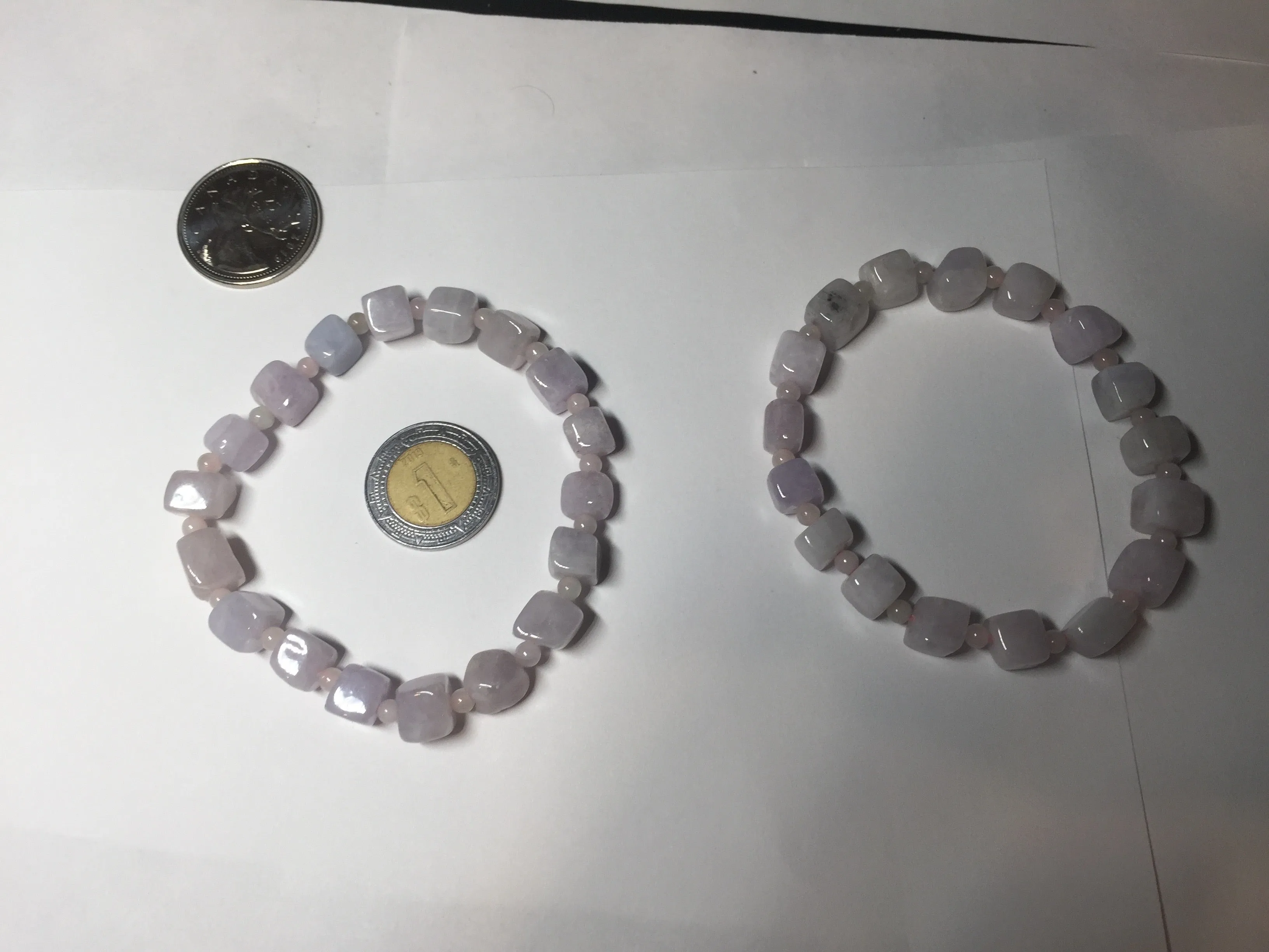 100% natural type A icy white/purple jadeite jade beads bracelet BK57