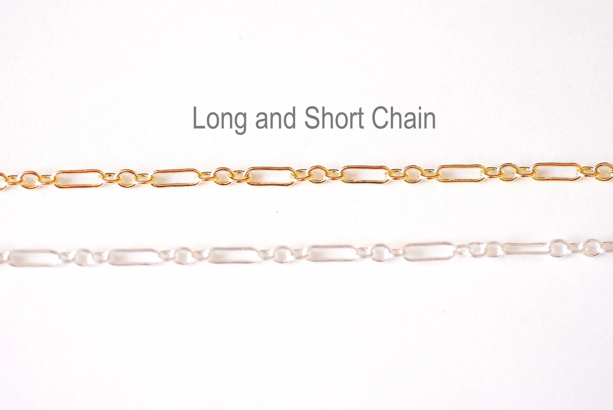 14k Gold Filled Sterling Silver Long and Short Cable Chain - 3mm Gold Filled Long and Short Chain Pay by foot Wholesale Bulk Chain