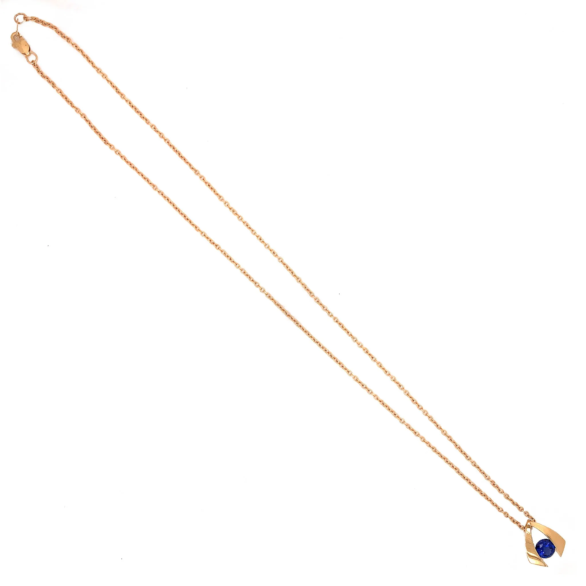 14k Yellow Gold Iolite Gemstone Pendant Necklace