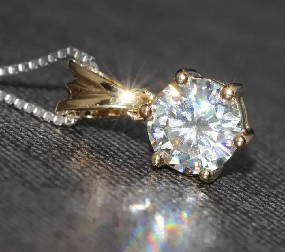 14k Yellow Gold Moissanite Necklace 1ct