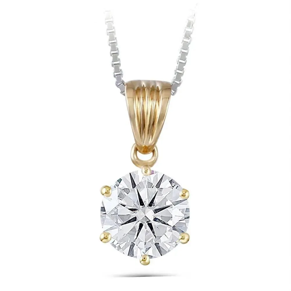 14k Yellow Gold Moissanite Necklace 1ct