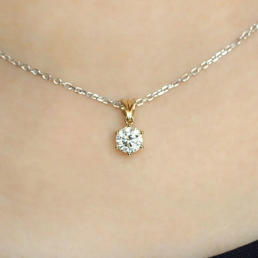 14k Yellow Gold Moissanite Necklace 1ct