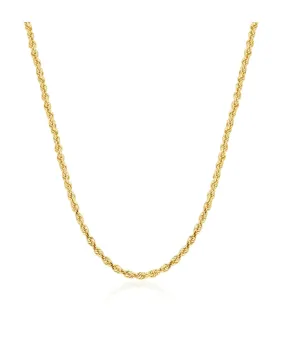 14K Yellow Gold Solid 2.5mm Rope Chain 22