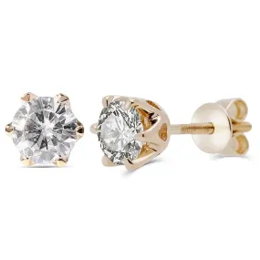 14k Yellow Gold Stud Moissanite Earrings 1ctw