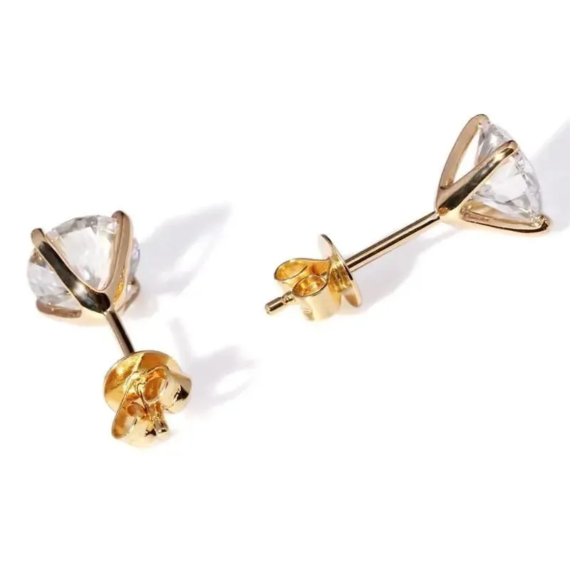 14k Yellow Gold Stud Moissanite Earrings 2ctw