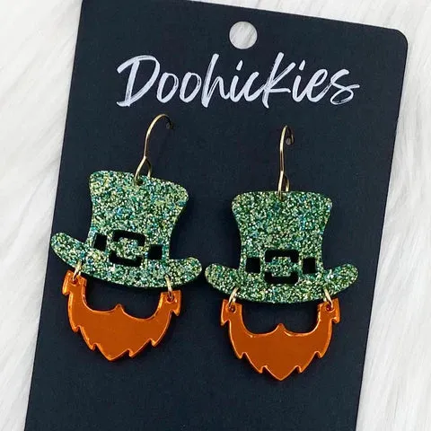 1.75 Lucky Leprechaun Dangles St. Paddy Acrylic Earrings