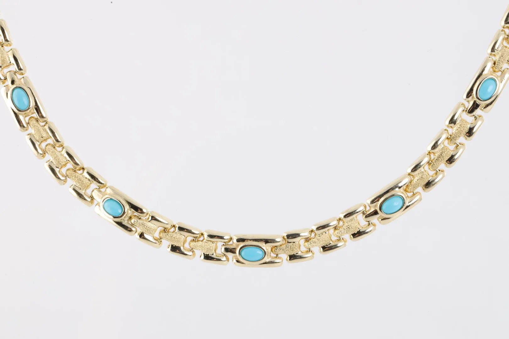 18.5" Sozer 14k Yellow Gold Turquoise Necklace (35.29g.)