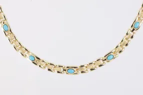 18.5" Sozer 14k Yellow Gold Turquoise Necklace (35.29g.)