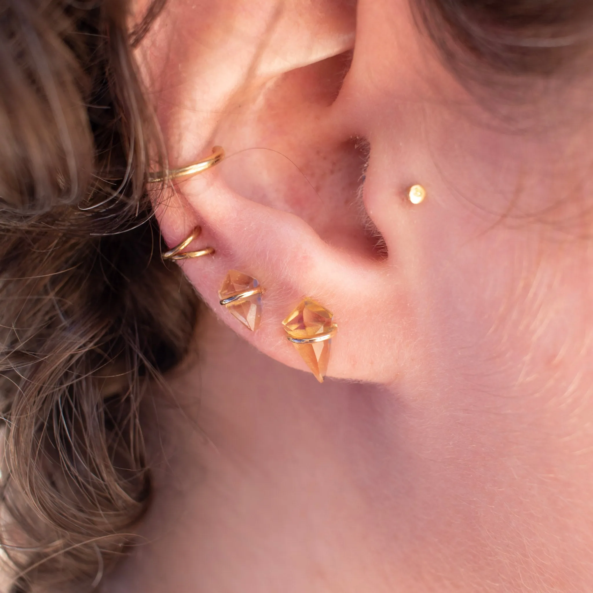 18K Kite Stud Earrings in Citrine