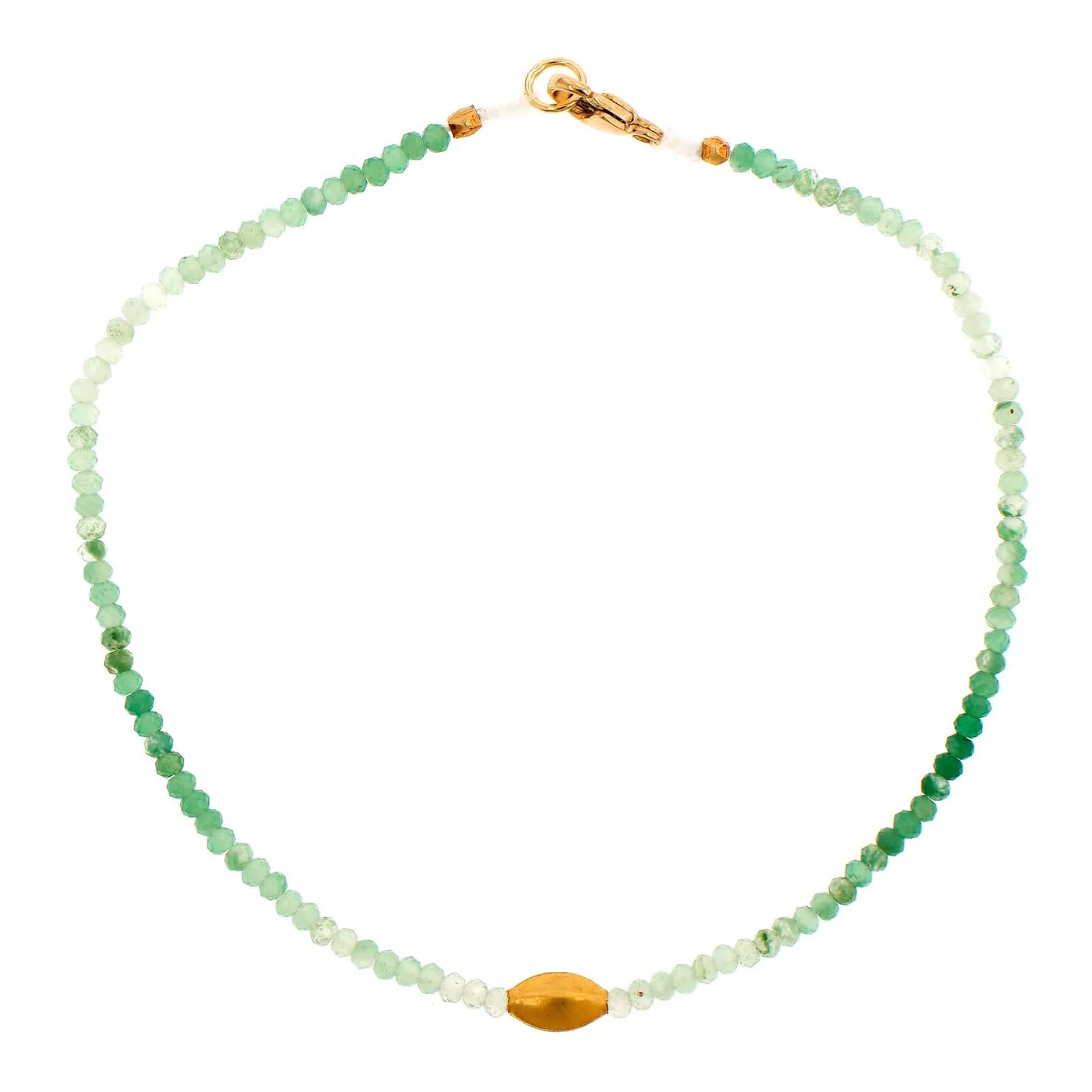 18K Yellow Gold Aventurine Beaded Bracelet