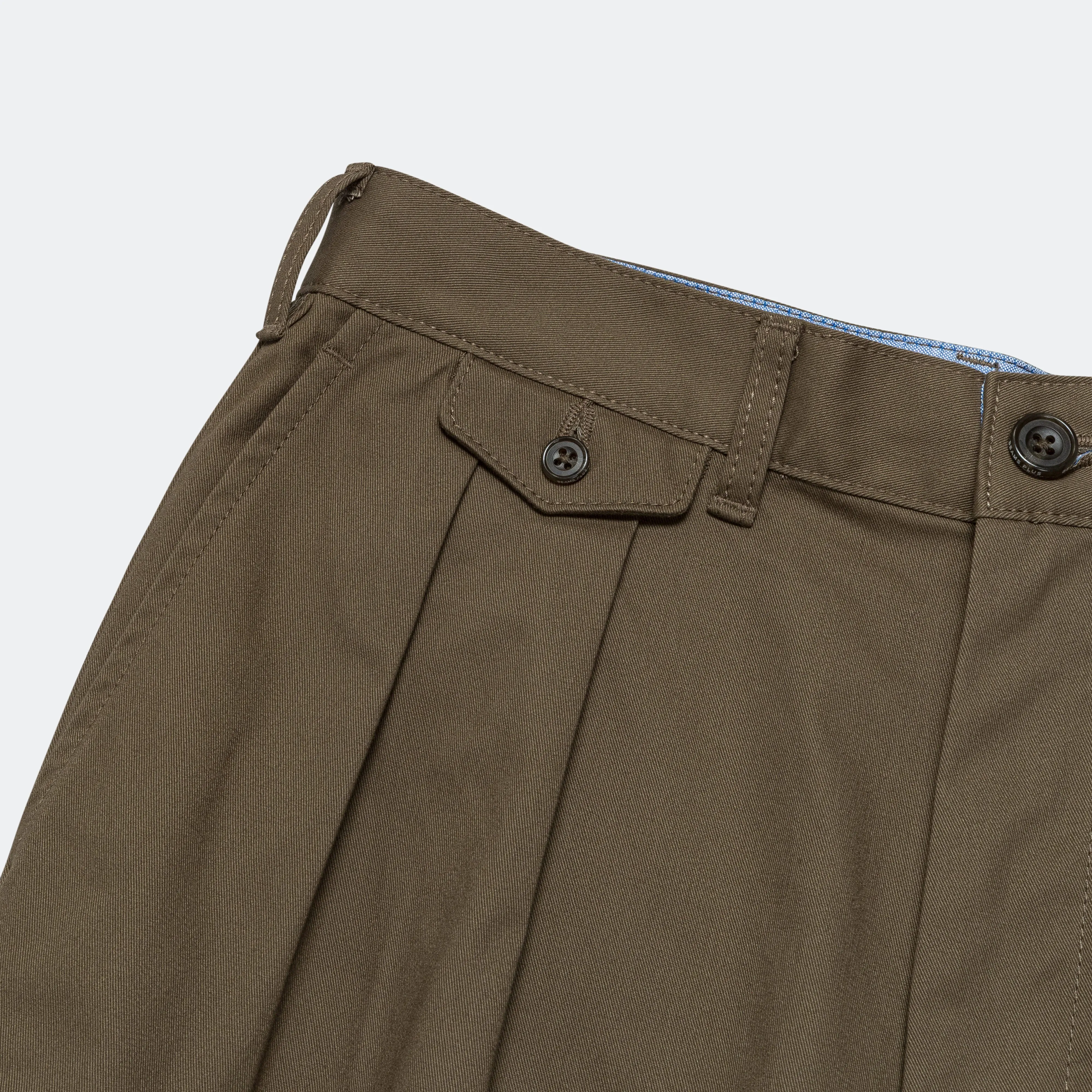 2 Pleats Trousers Twill - Olive