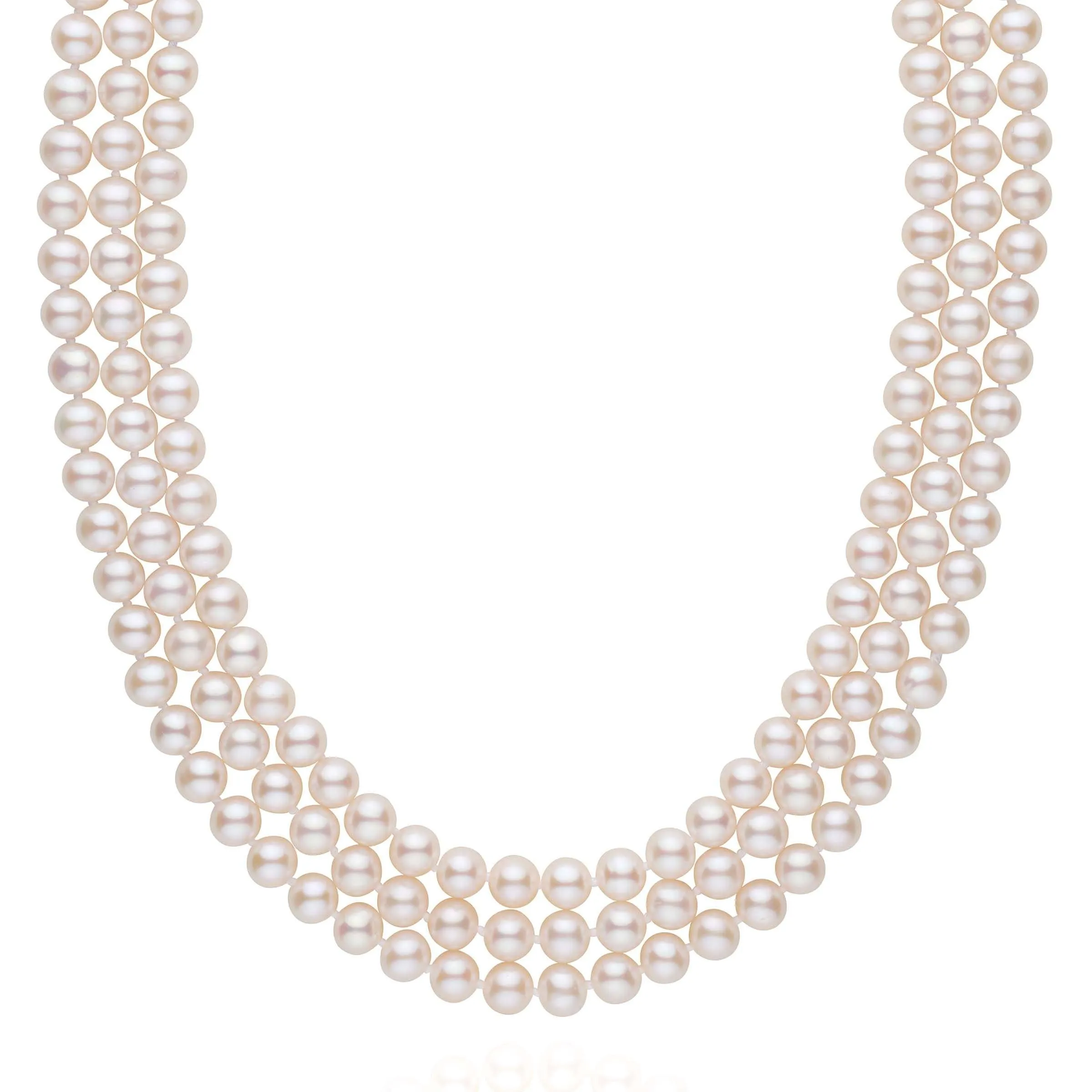 6.5-7.0 mm Triple-Strand AAA White Freshwater Pearl Necklace