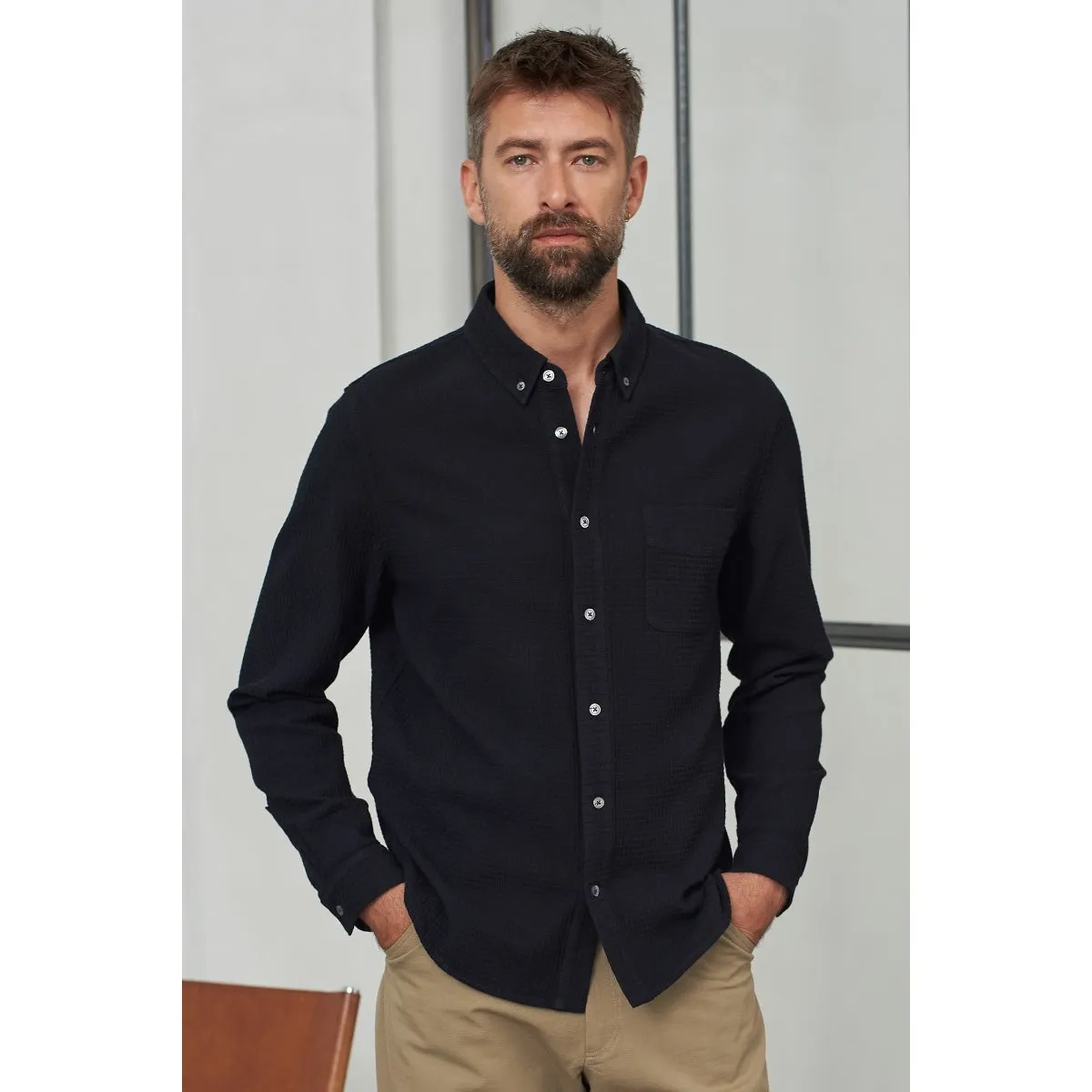 About Companions Ken shirt eco crepe black