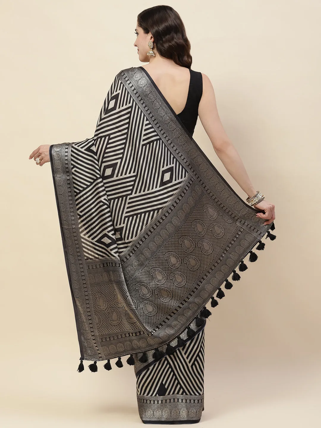 Abstract Printed Cotton Saree