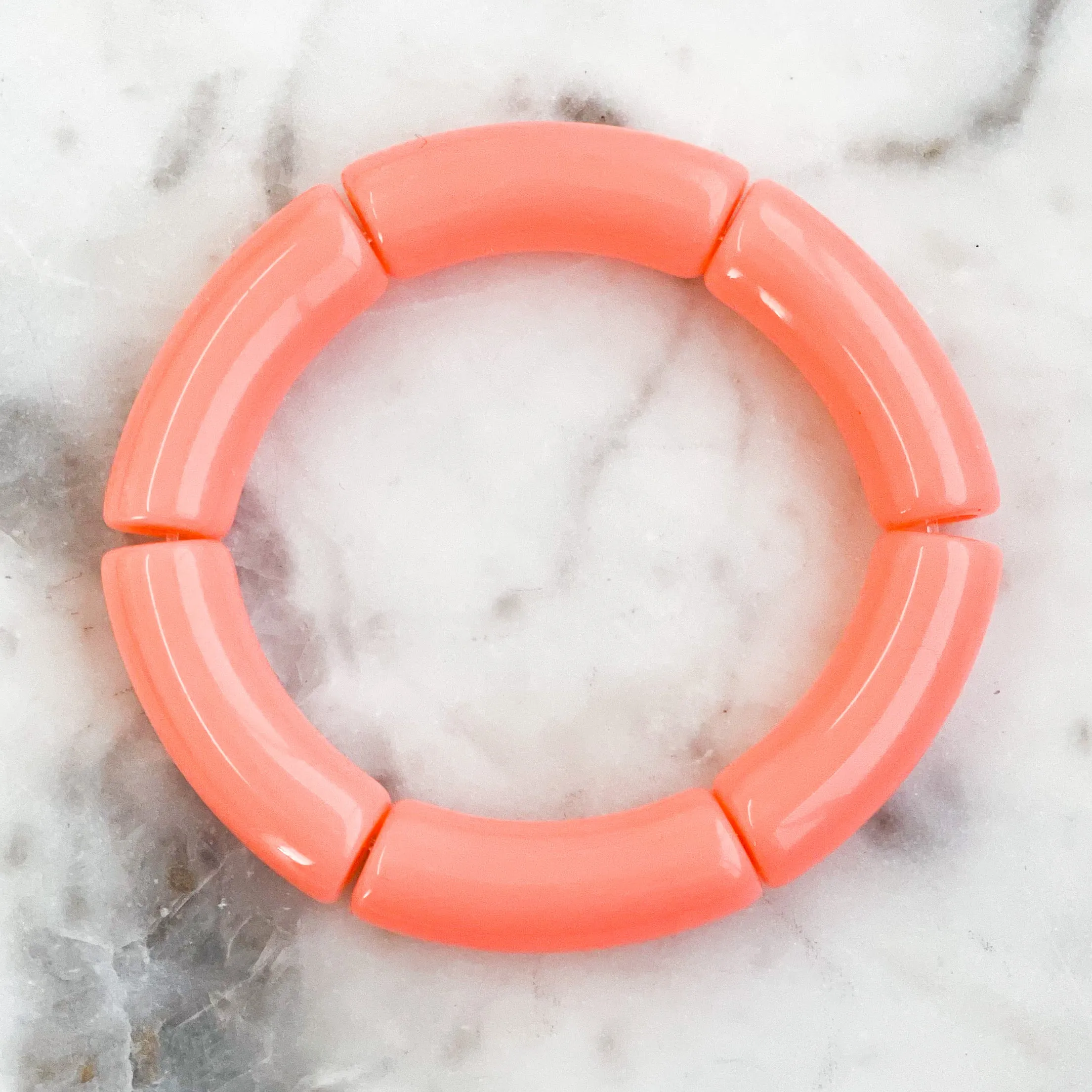 Acrylic Bamboo Bangle Bracelet Coral Pink