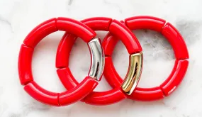 Acrylic Bamboo Bangle Bracelet Red 