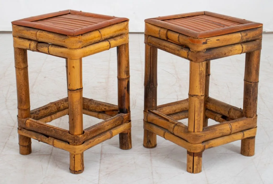 Aesthetic Movement Bamboo Stools, Pair