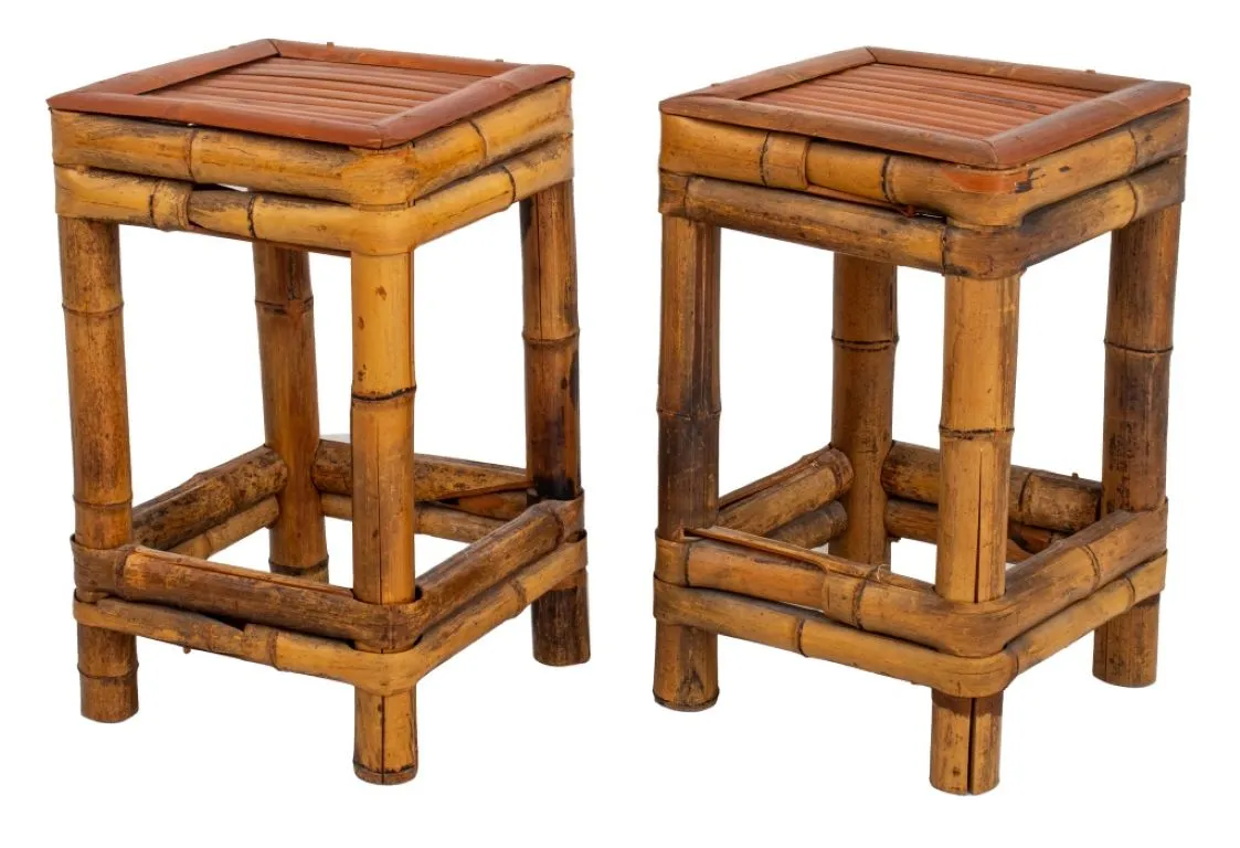 Aesthetic Movement Bamboo Stools, Pair