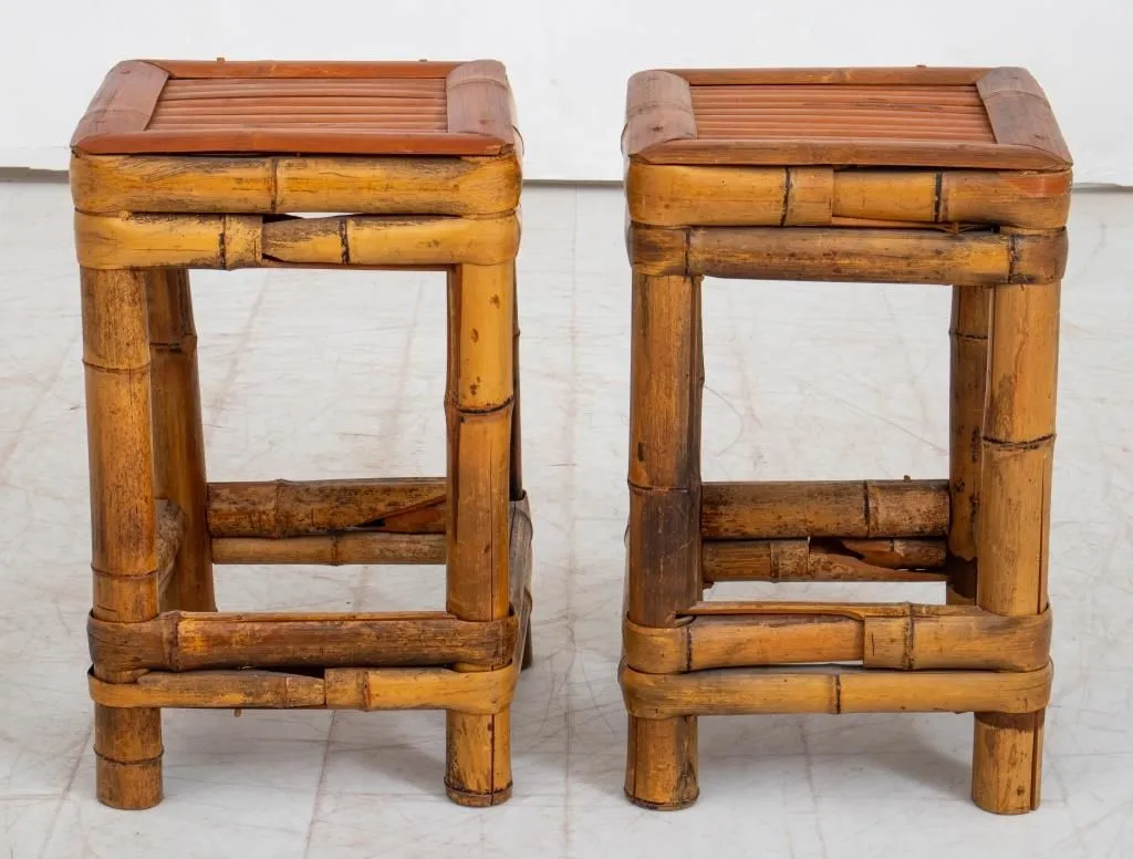 Aesthetic Movement Bamboo Stools, Pair