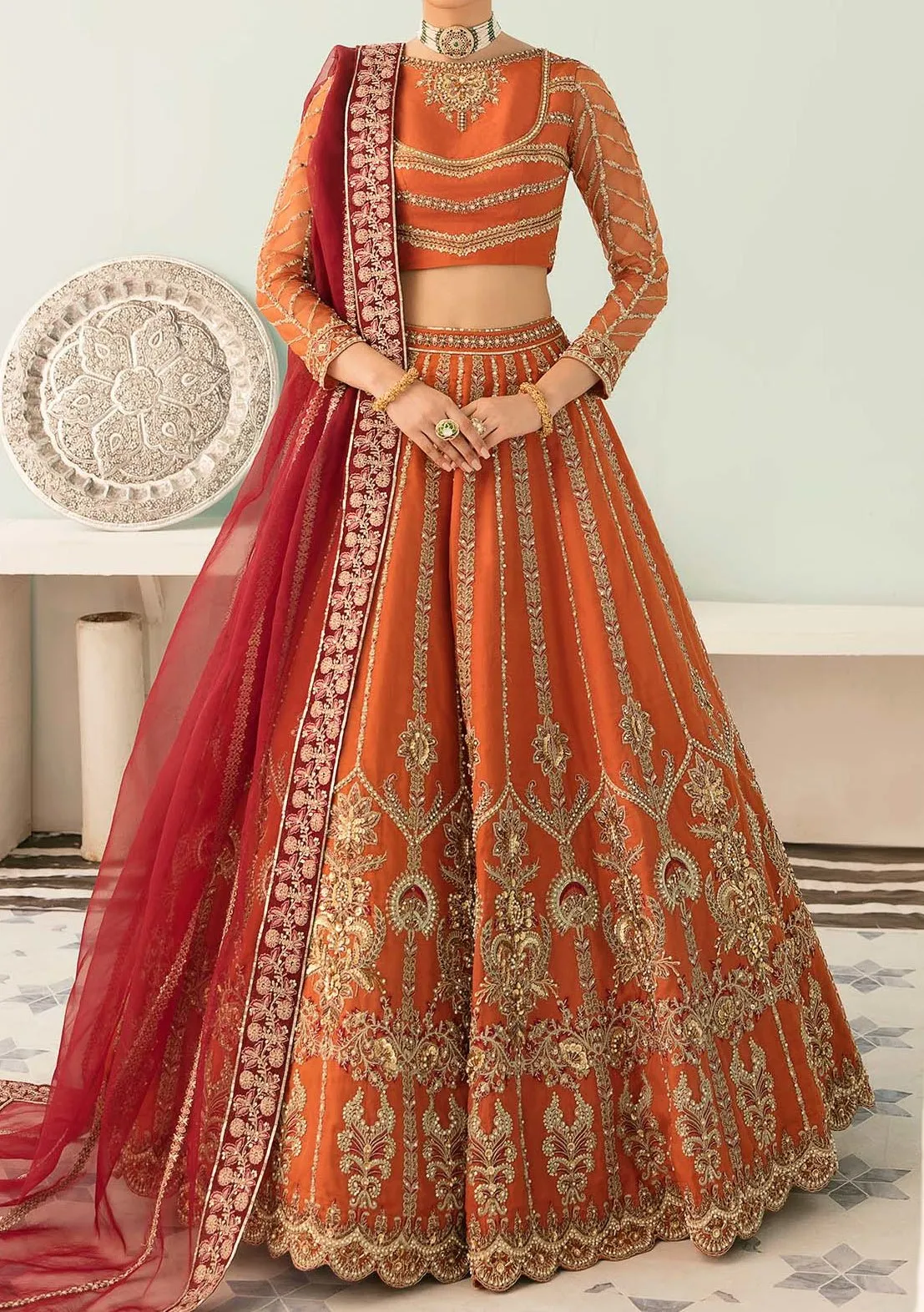 Akbar Aslam Agney Pakistani Lehenga Choli