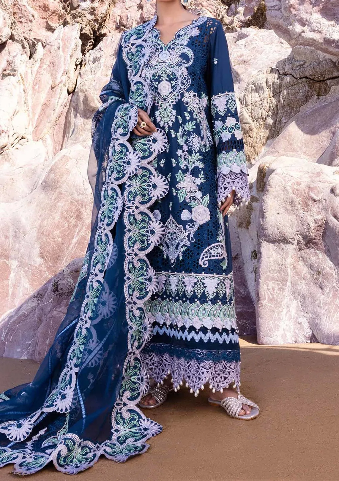 Akbar Aslam Blue Bell Pakistani Luxury Lawn Dress