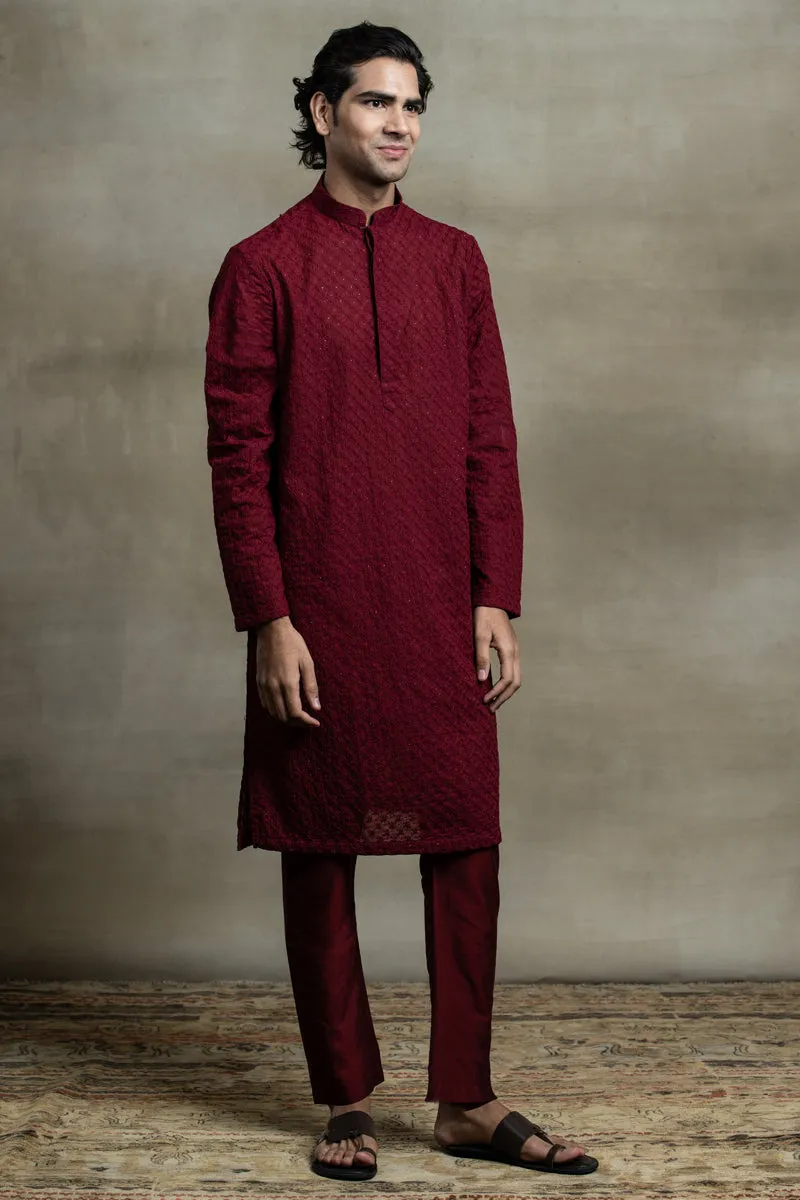 All Over Schiffly Embroidered Kurta Set