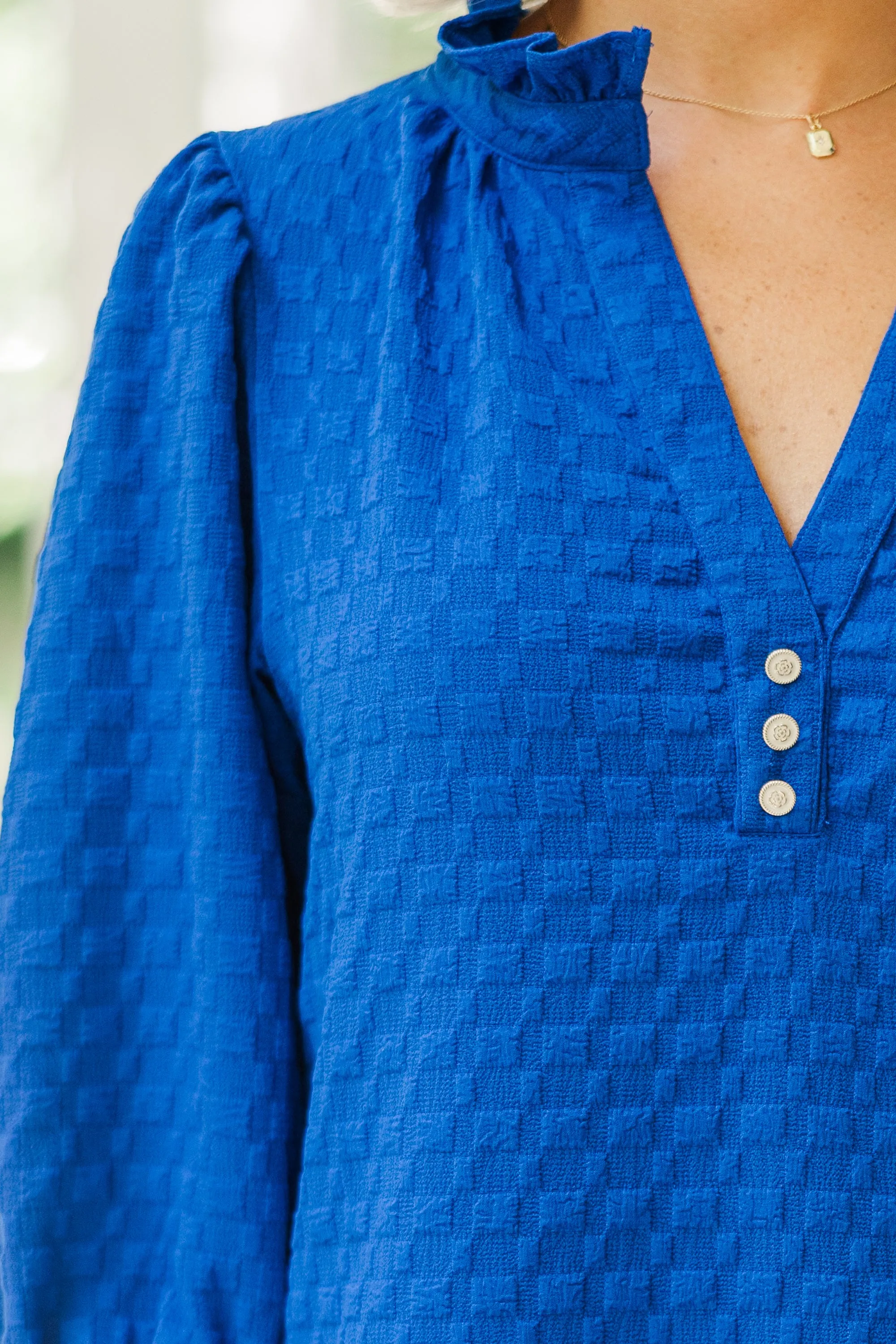 All Up To You Royal Blue Textured Blouse