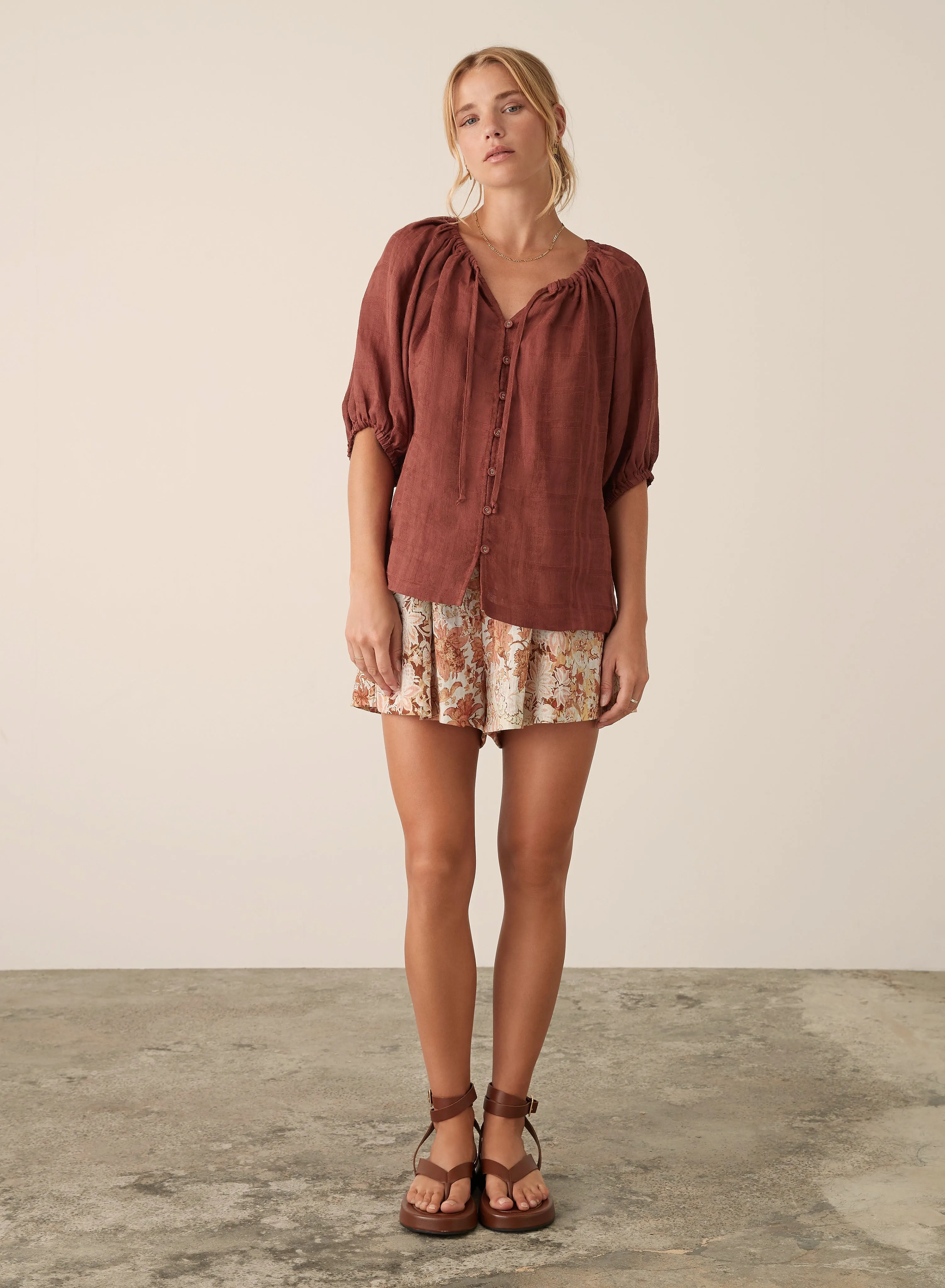 Amalfi Blouse (Rust)