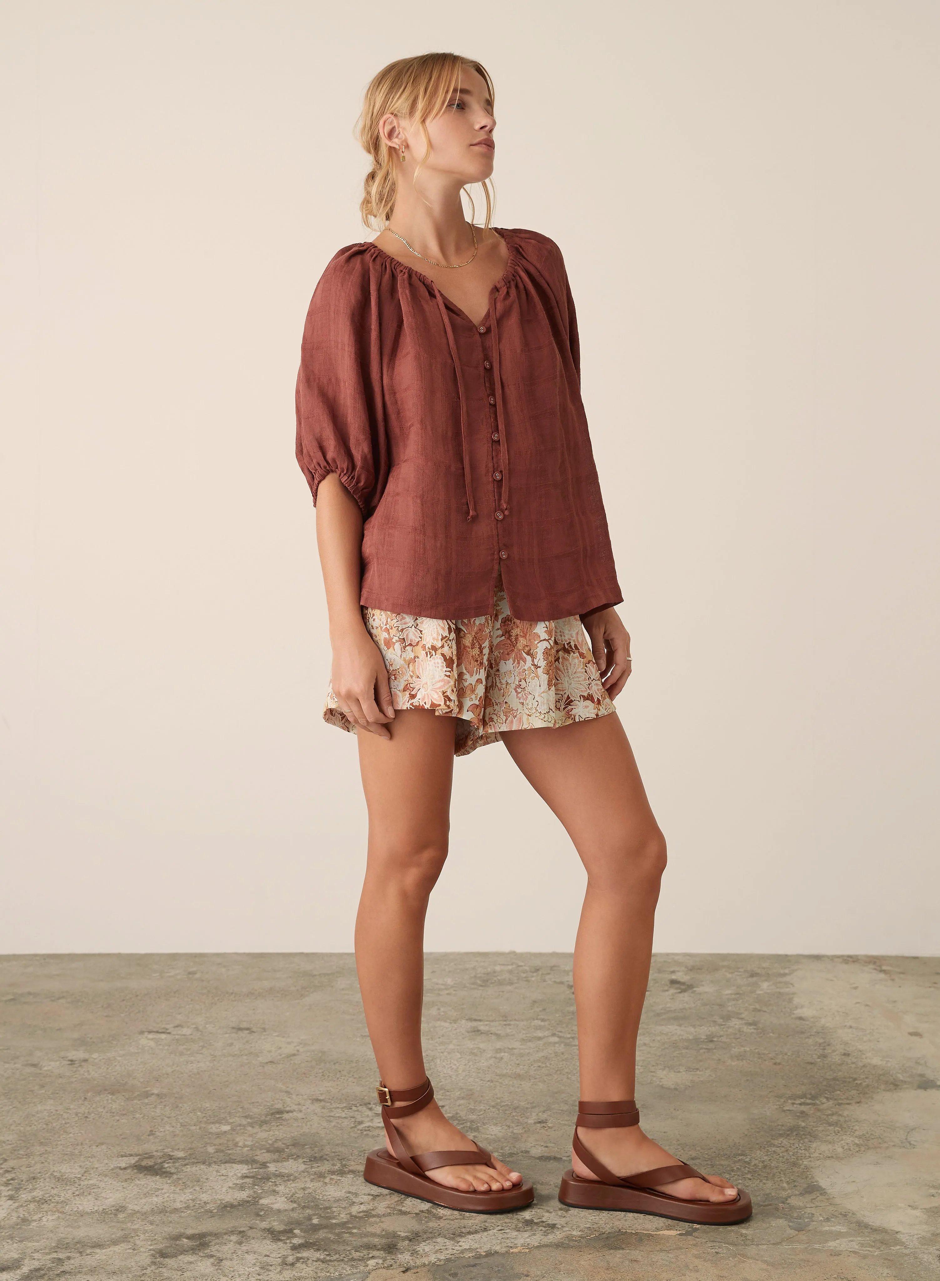 Amalfi Blouse (Rust)