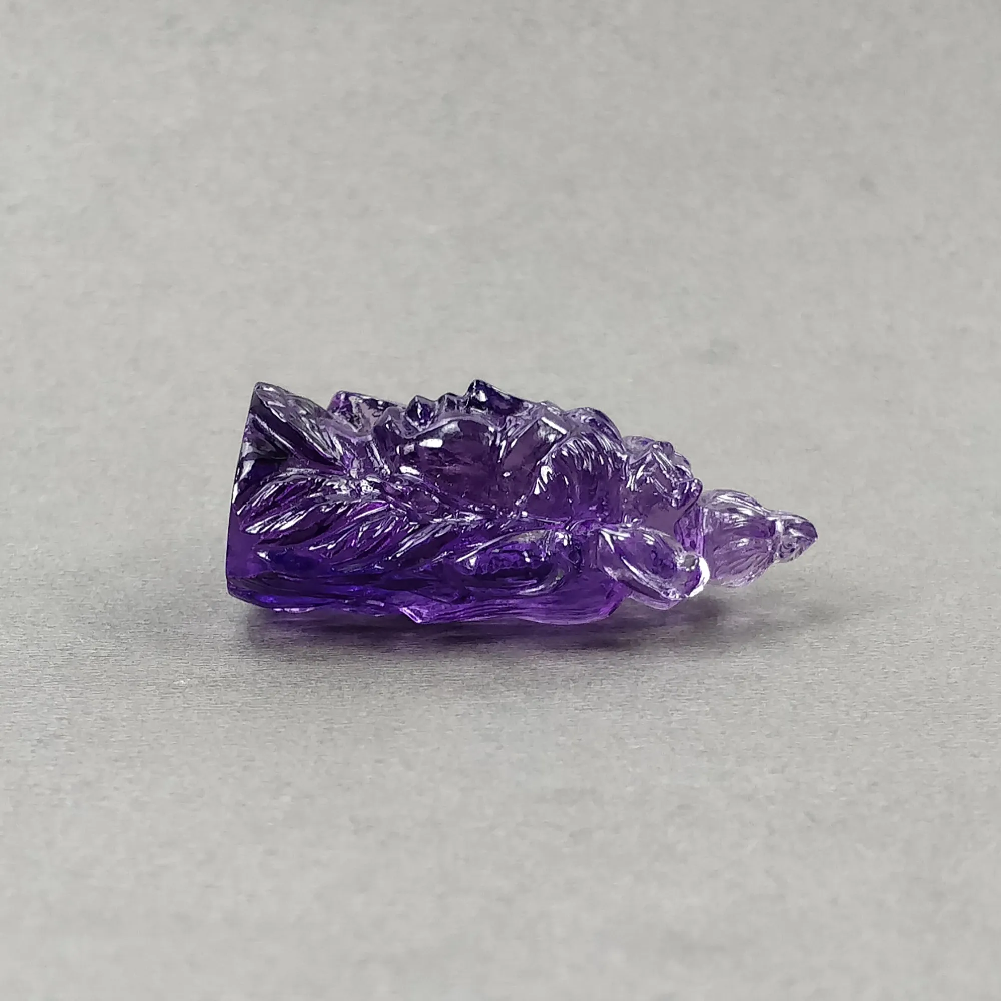 Amethyst Gemstone Carving : 124.70cts Natural Untreated Purple Amethyst Hand Carved Lord SHIVA 44.5*30.5mm