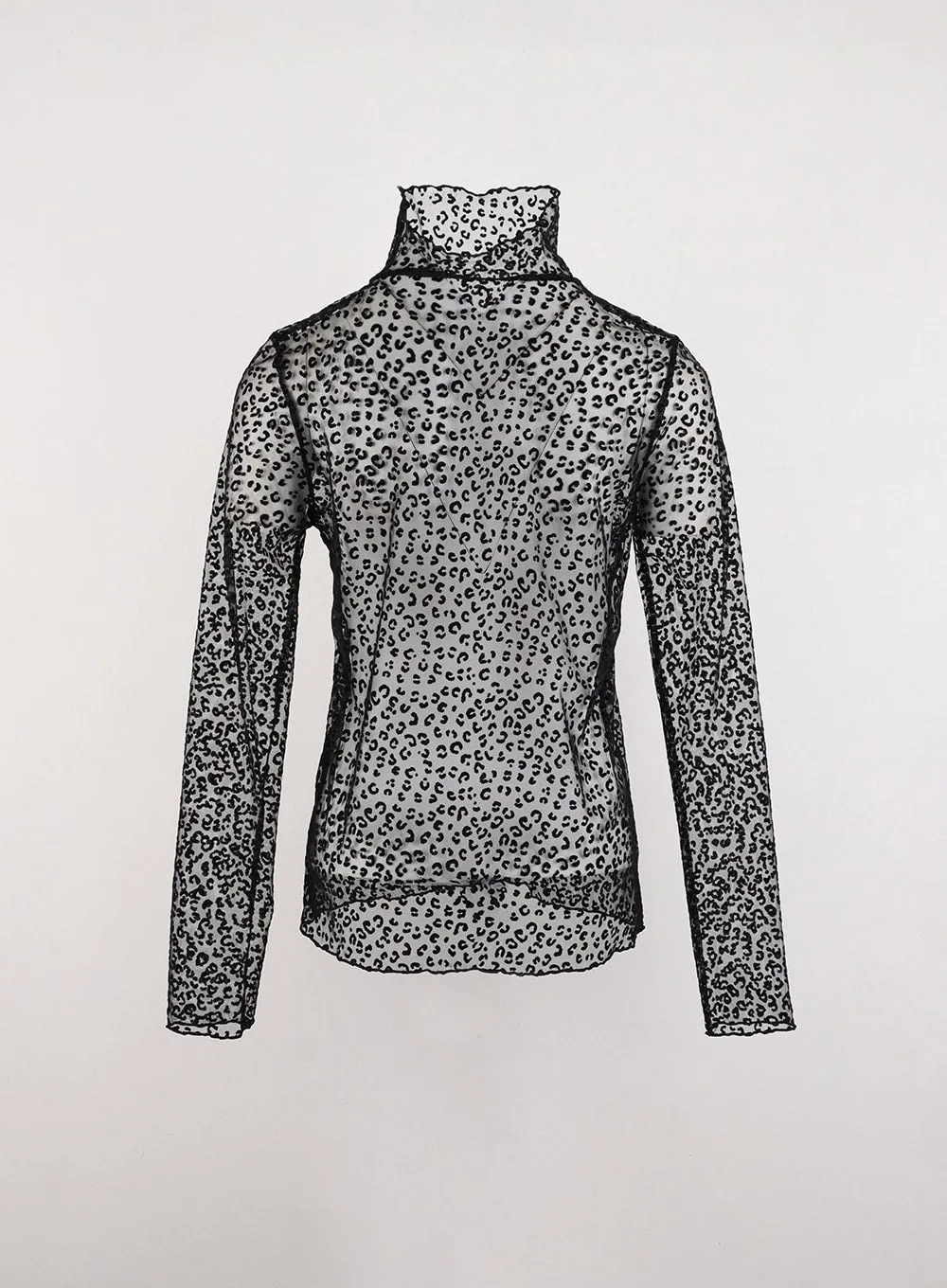 Animal Printed Turtle Neck Mesh Top ID306