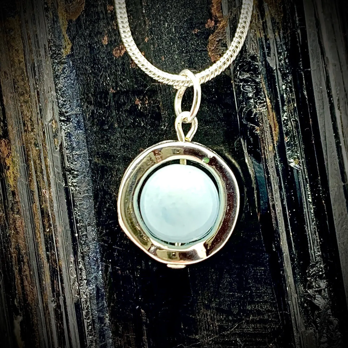 Aquamarine Gemstone Spinner Necklace