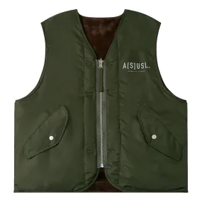 A[S]USL REVERSIBLE MILITARY VEST-OLIVE/BROWN