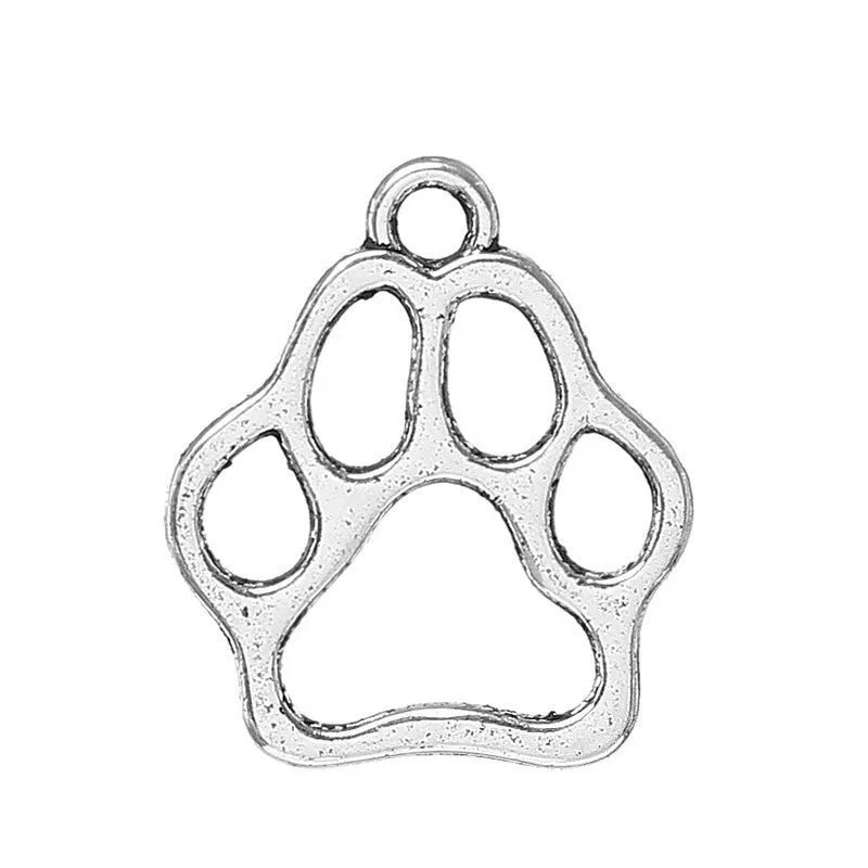 AVBeads Bulk Charms Animals Charms Paw Charms Silver 13mm x 11mm Metal Charms 100pcs