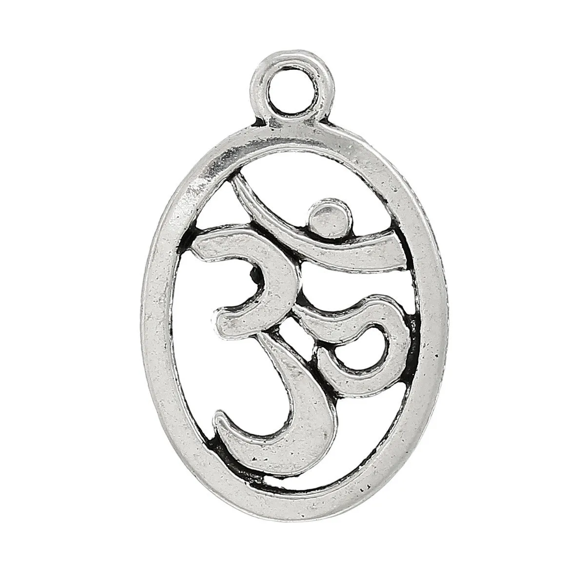 AVBeads Bulk Charms Pagan Charms Om Ohm Silver 22mm x 14mm Metal Charms 100pcs