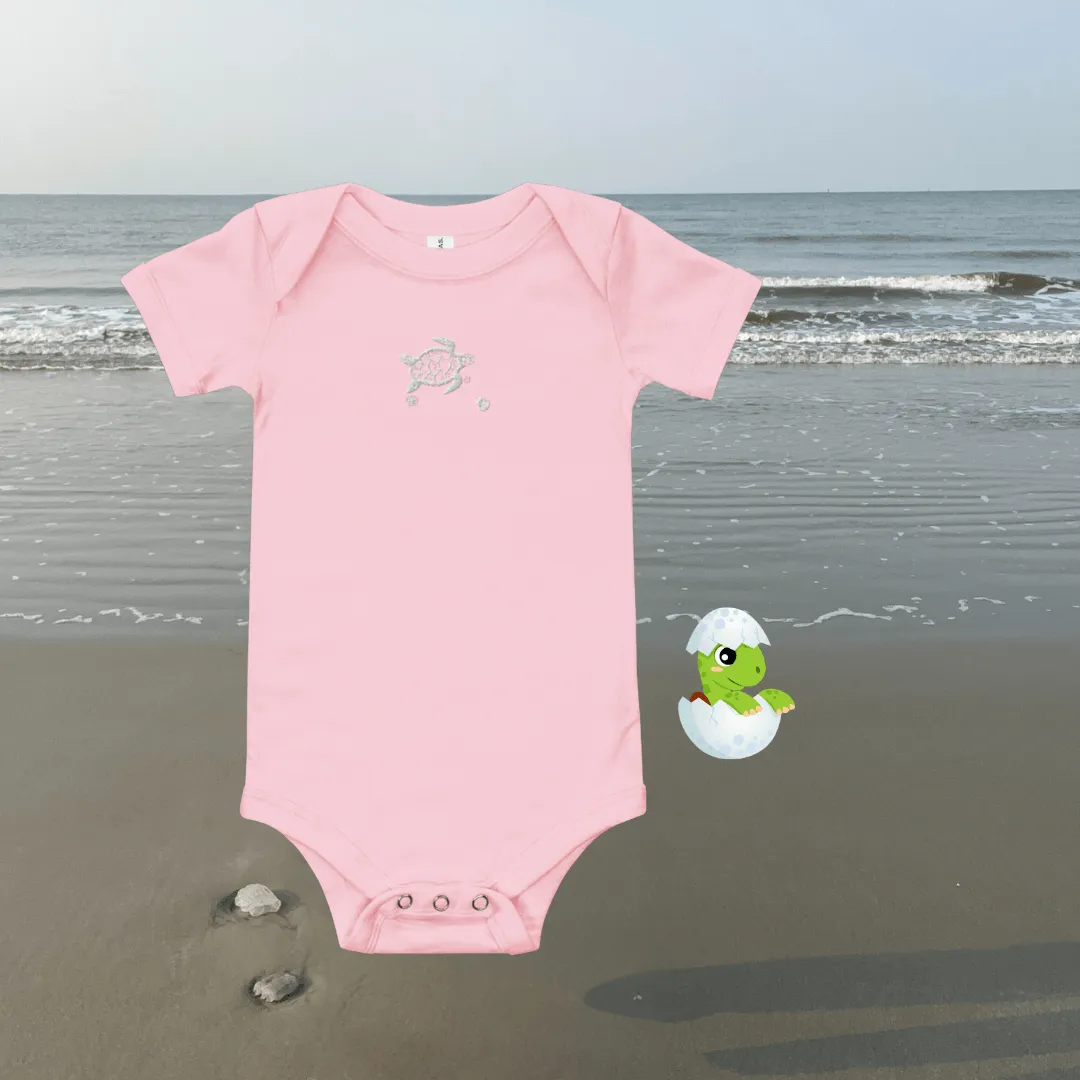 Baby Onesie embroidered in Sea Turtle and Shells