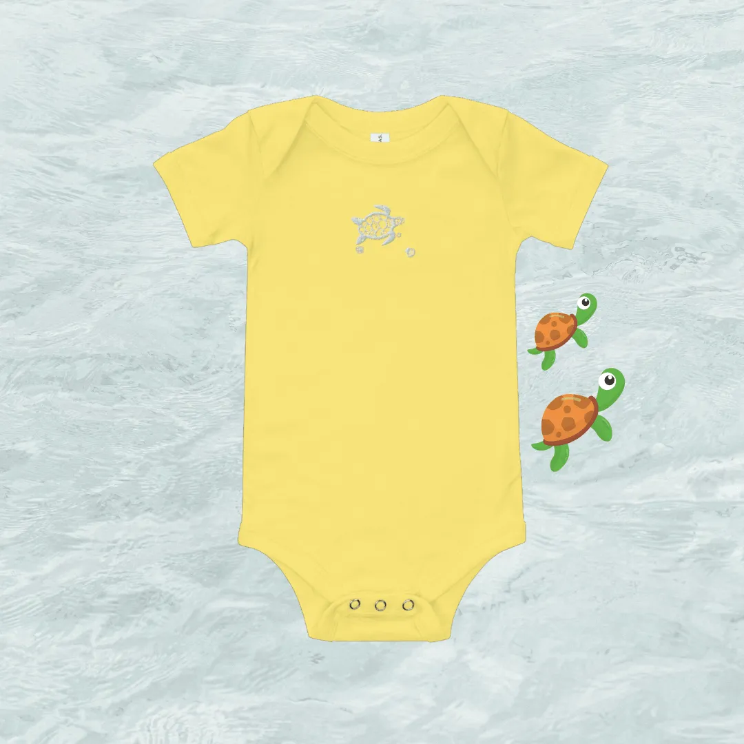 Baby Onesie embroidered in Sea Turtle and Shells