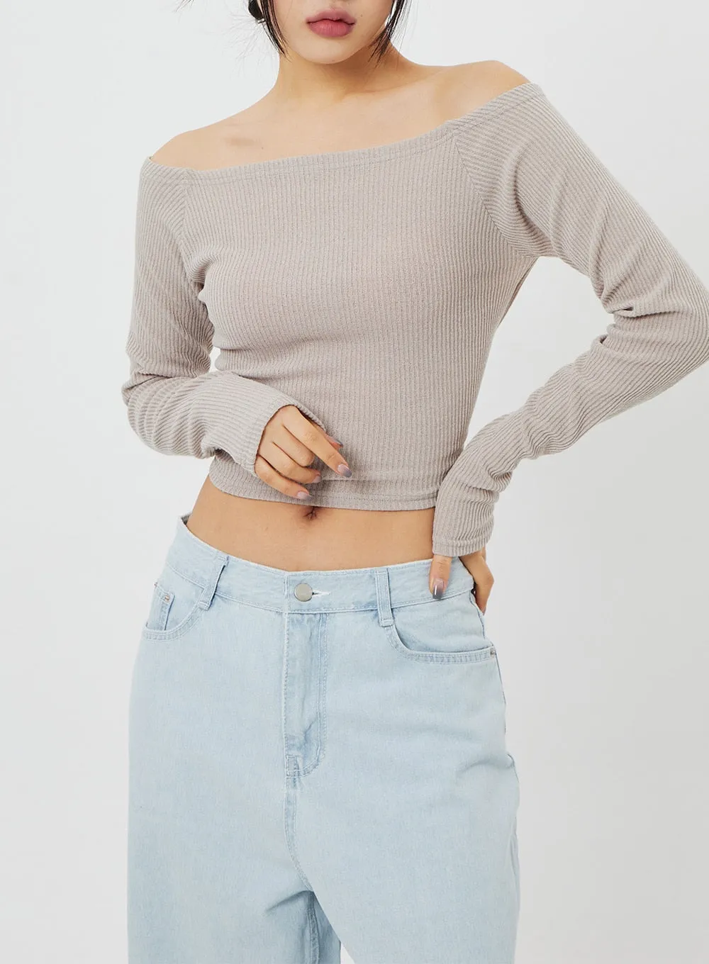 Back Tie Ribbed Knit Top CF316