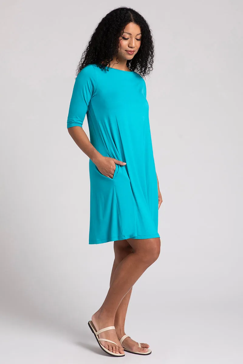 Bamboo Nu Trapeze Dress | Turquoise