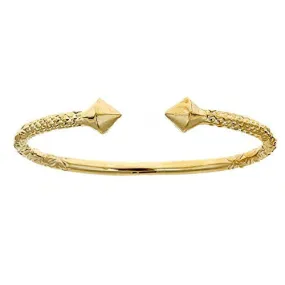 Better Jewelry 14K Yellow Gold West Indian Bangle w. Thick Pyramid Ends