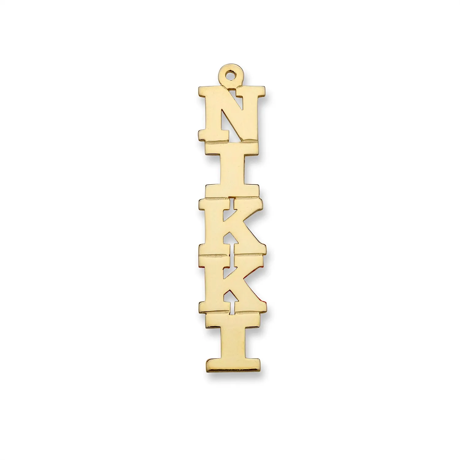 Better Jewelry Block Vertical 10K Gold Nameplate Necklace