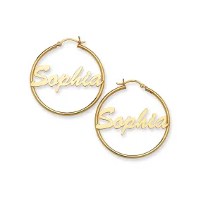 Better Jewelry Thin Script Gold 10K Hoop Earrings