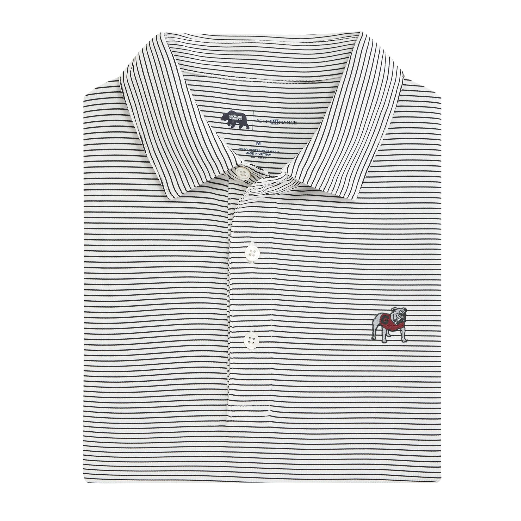 Birdie Stripe Standing Bulldog Polo - White/Black