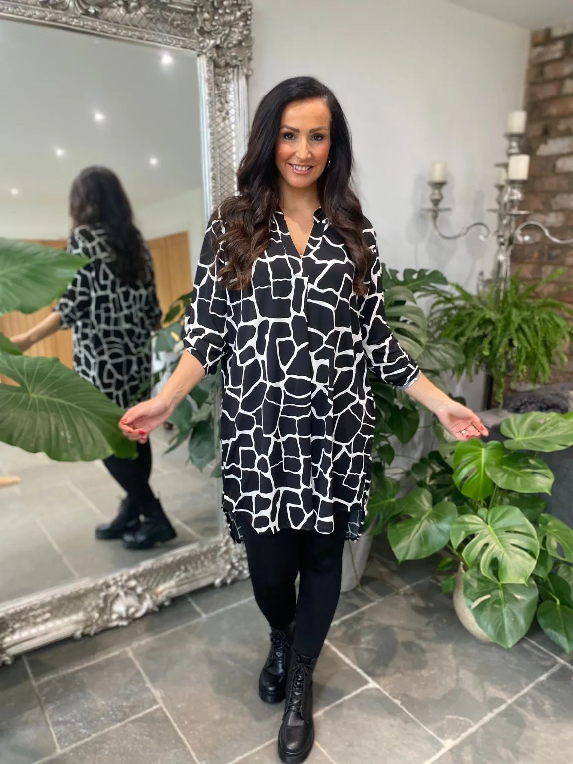 Black Animal Print Tunic Gloria