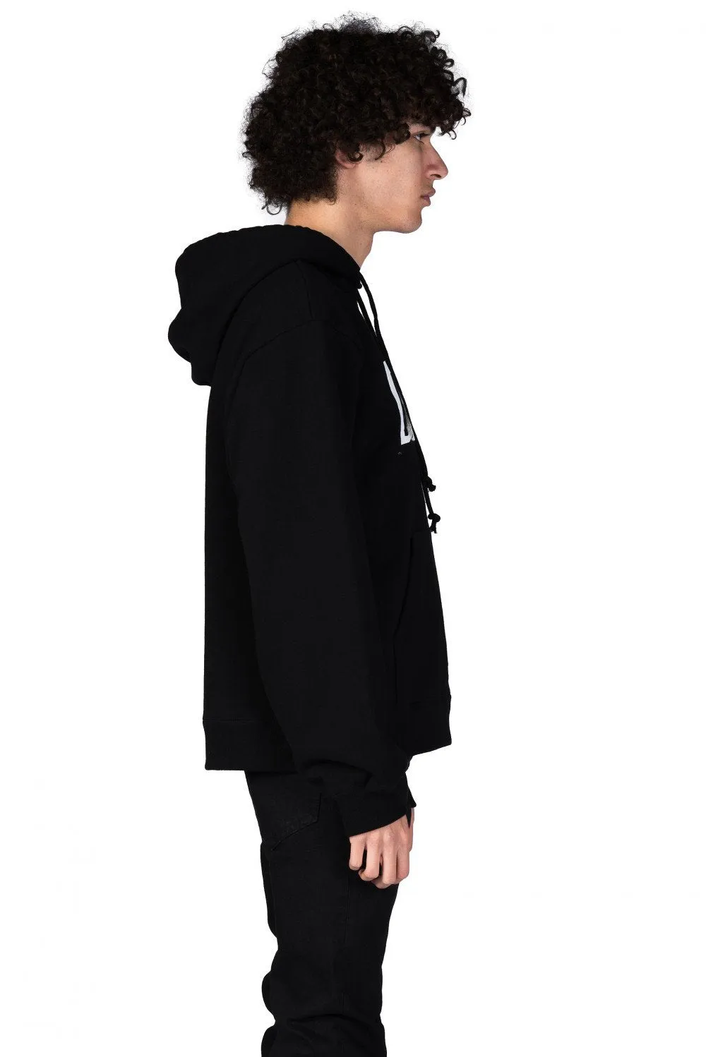 Black Logo Embroidered Hoodie